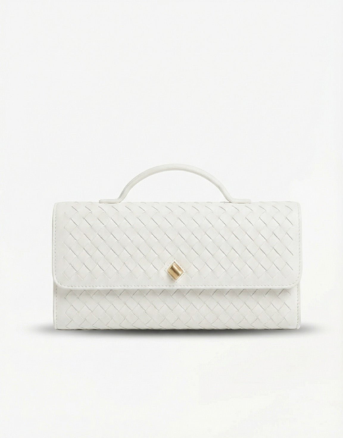 Witte PU Gouden Detail Clutch - Tas - Olivia & Kate