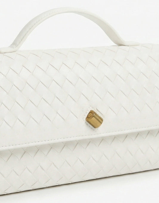 Witte PU Gouden Detail Clutch - Tas - Olivia & Kate