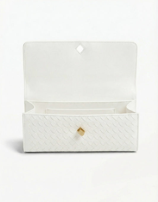 Witte PU Gouden Detail Clutch - Tas - Olivia & Kate