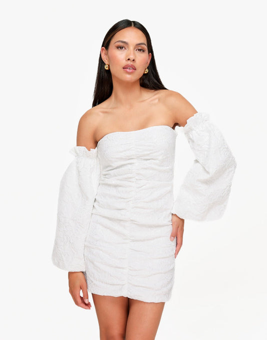 Witte Strapless Bloemen - Jurk - Olivia & Kate