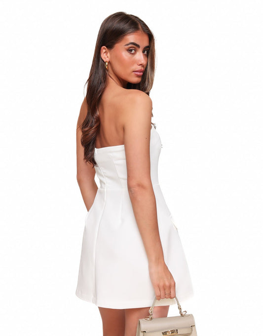 Witte Strapless Uitlopende - Jurk - Olivia & Kate