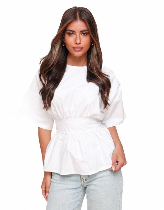 Witte Strik Oversized - T-Shirt - Olivia & Kate