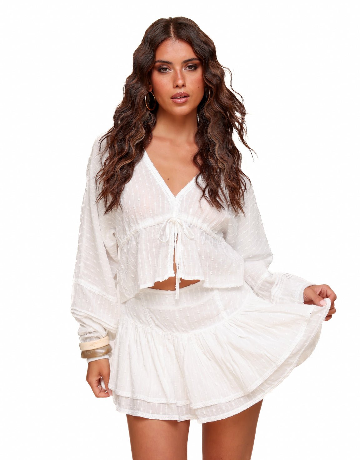 Witte V - hals - Blouse - Olivia & Kate