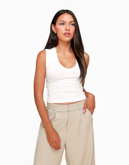 Witte V-Hals Tank - Top - Olivia & Kate