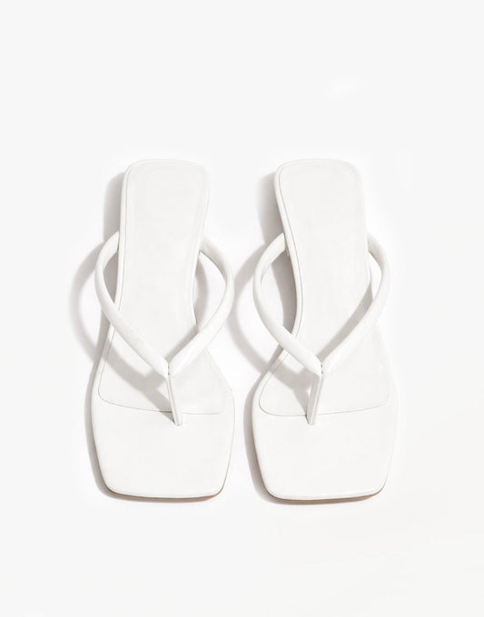 Witte Vierkante Basic Hakje - Teenslippers - Olivia & Kate