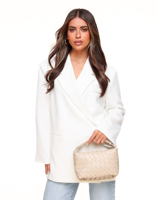 Witte Vierkante Oversized - Blazer - Olivia & Kate