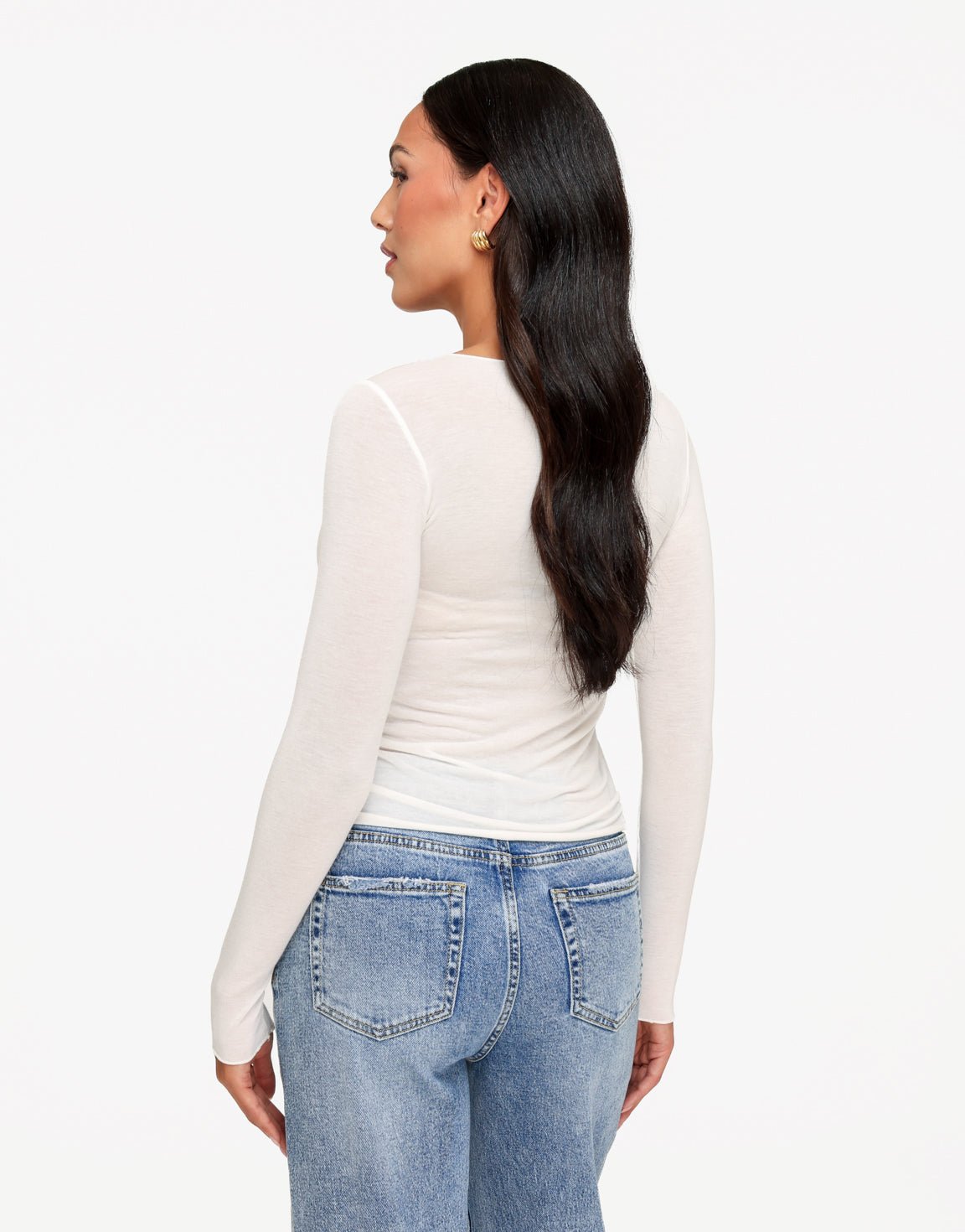 Witte Zachte Doorschijnende LS - Top - Olivia & Kate