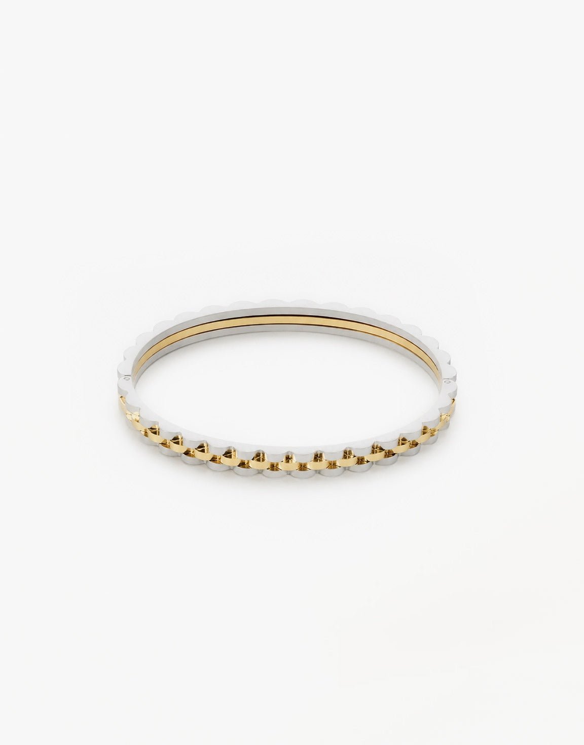 Zilveren met Gouden Schakel Bangle - Armband - Olivia & Kate