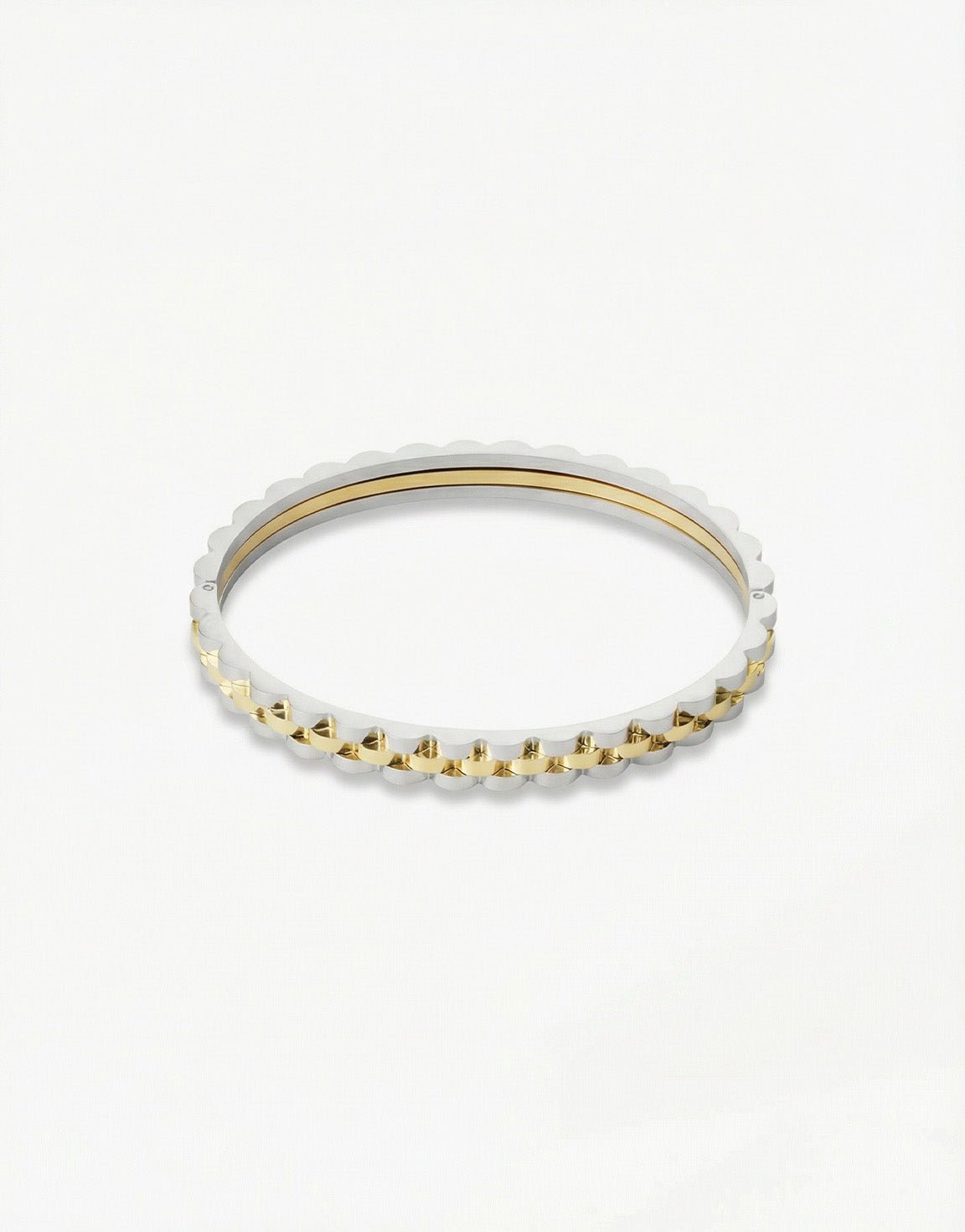 Silver with Gold Link Bangle - Bracelet - Olivia & Kate