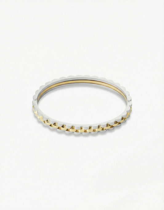 Zilveren met Gouden Schakel Bangle - Armband - Olivia & Kate
