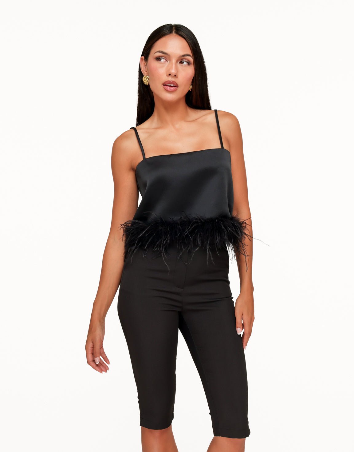 Zwarte Bandeau Veren - Top - Olivia & Kate