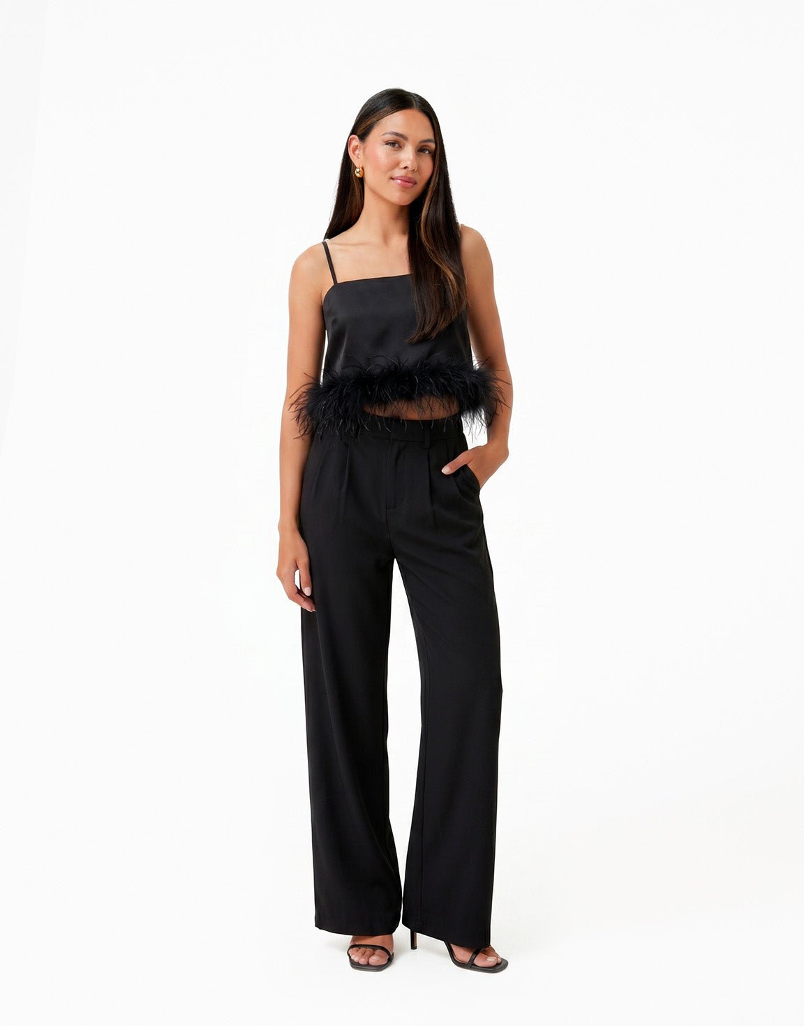 Zwarte Bandeau Veren - Top - Olivia & Kate