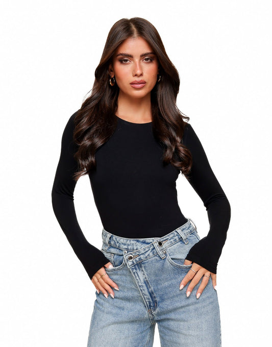 Zwarte Basic LS - Top - Olivia & Kate