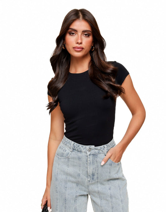 Zwarte Basic SS - Top - Olivia & Kate
