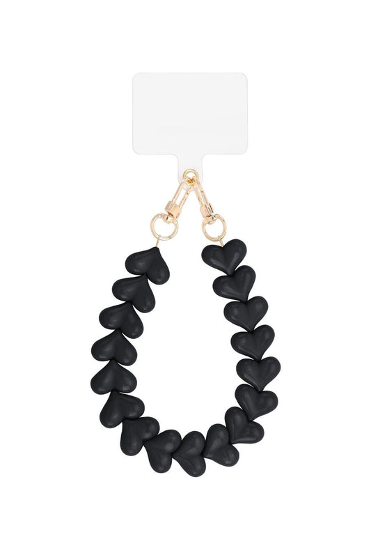 Zwarte Brede Hartjes - Telefoonkoord - Olivia & Kate