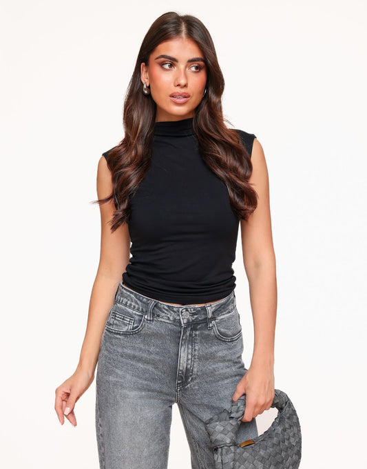 Zwarte Col SS - Top - Olivia & Kate