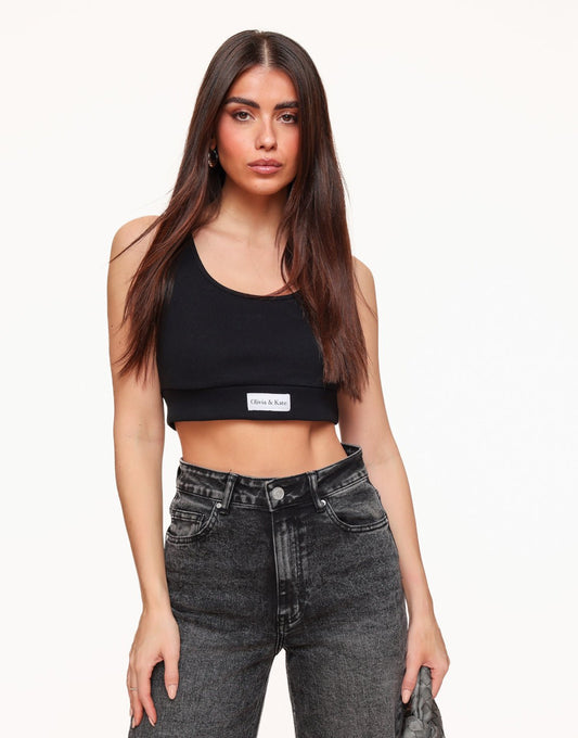 Zwarte Cropped - Top - Olivia & Kate