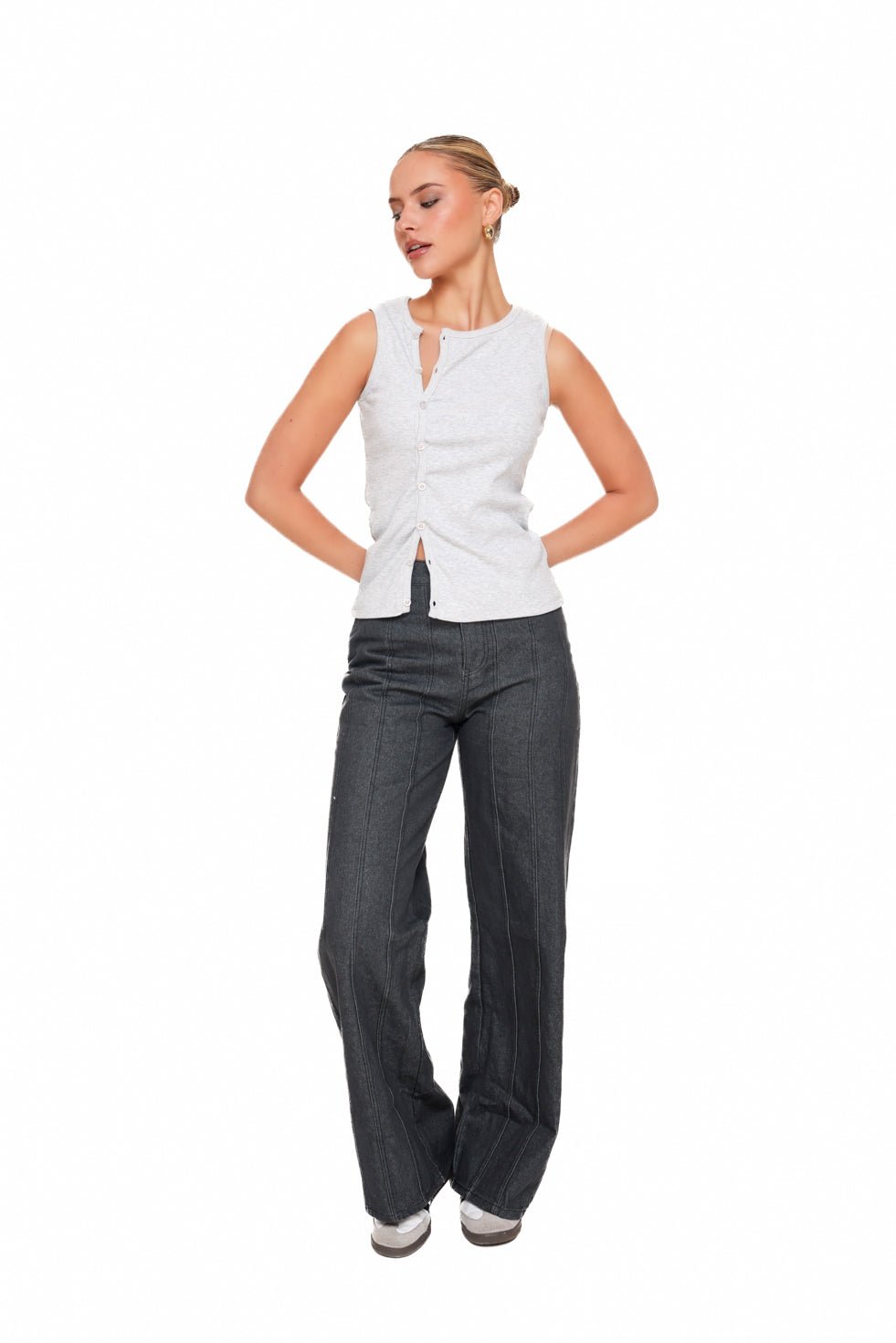 Zwarte Doorlopende Naden - Spijkerbroek - Olivia & Kate