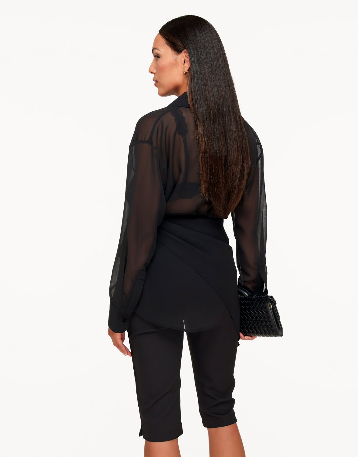 Zwarte Doorschijnende Wikkel - Blouse - Olivia & Kate