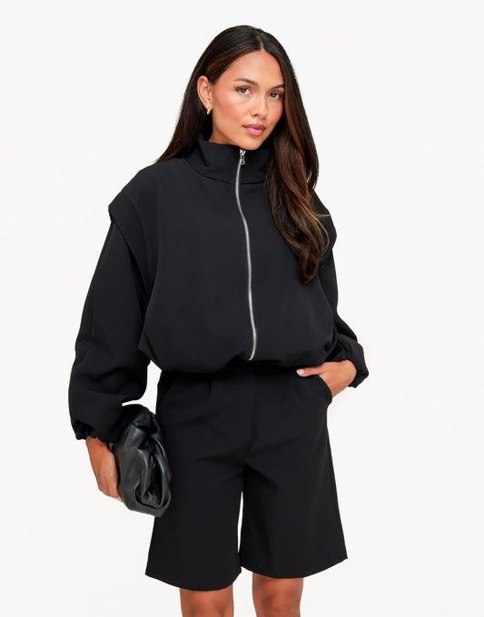 Zwarte F/W Edit Hoge Kraag Bomber - Jas - Olivia & Kate