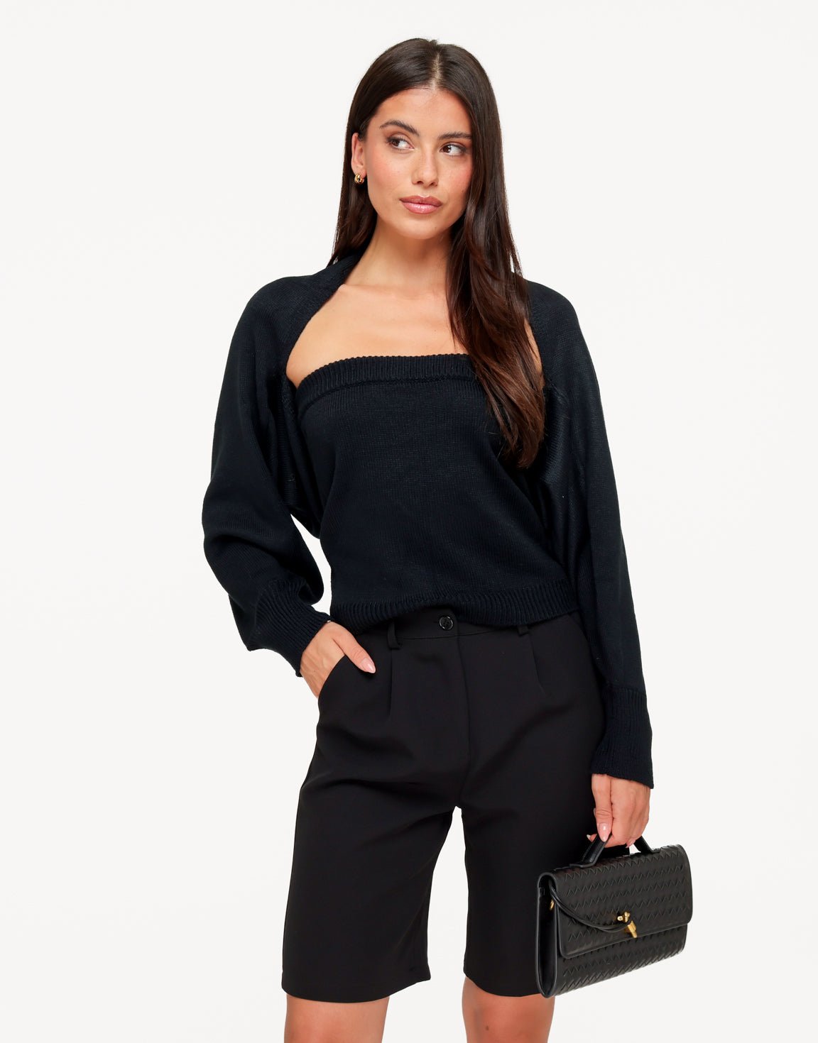 Zwarte Gebreide Cropped - Set - Olivia & Kate