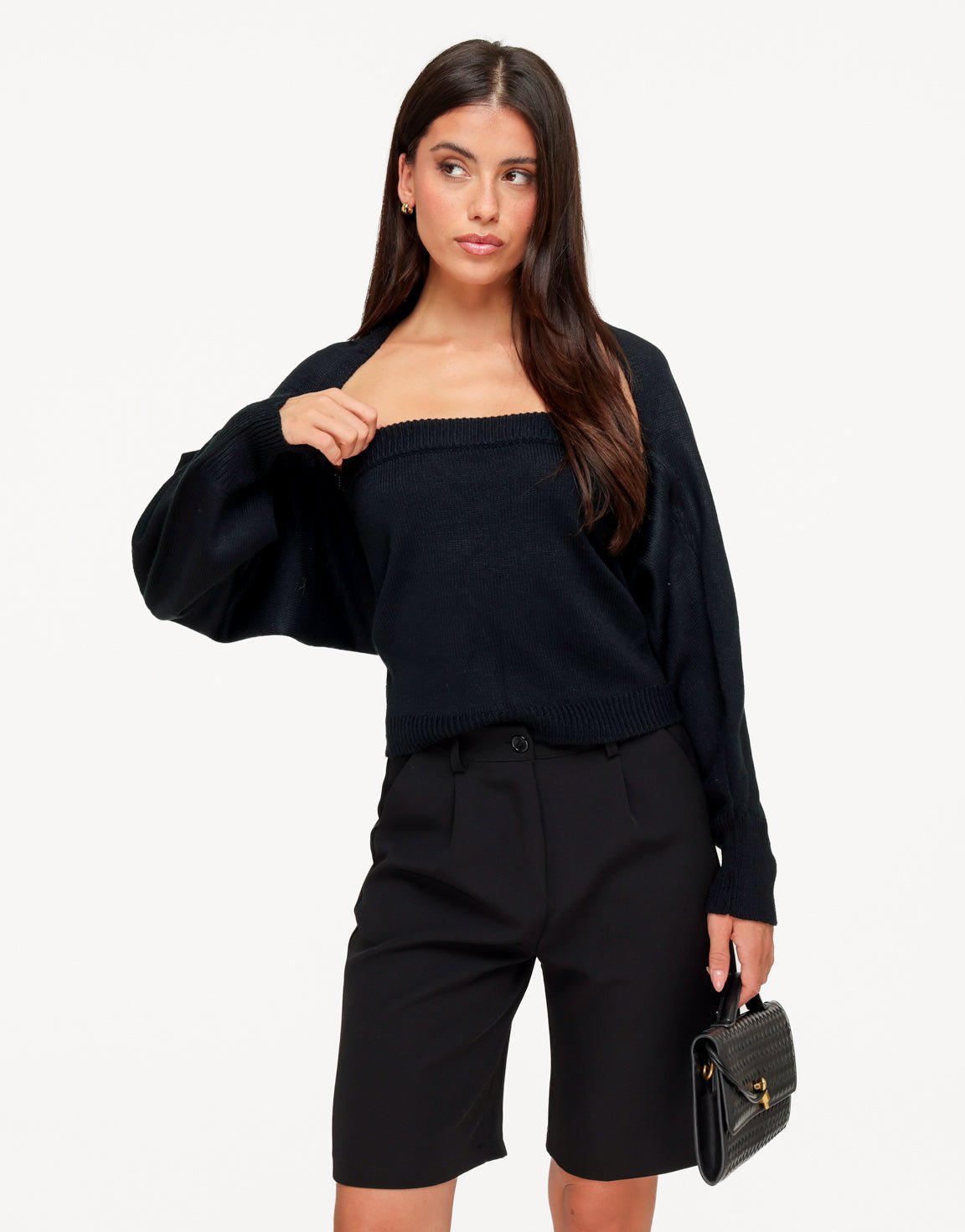 Zwarte Gebreide Cropped - Vest - Olivia & Kate