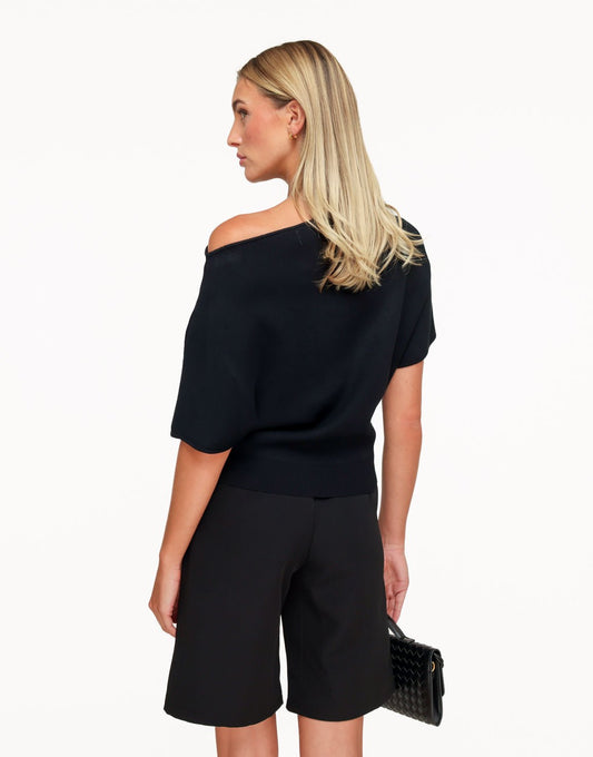 Zwarte Gebreide Off Shoulder - Trui - Olivia & Kate