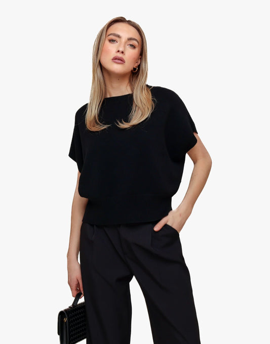 Zwarte Gebreide SS - Top - Olivia & Kate