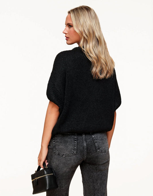 Black Knitted Wool 3/4 Sleeves - Sweater - Olivia & Kate