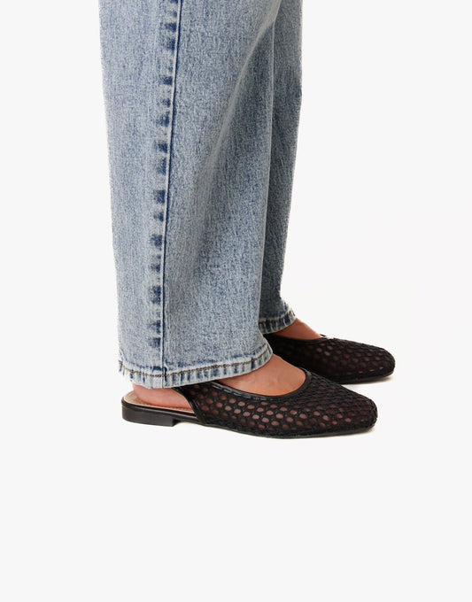 Zwarte Gehaakte Open Achterkant - Ballerina's - Olivia & Kate