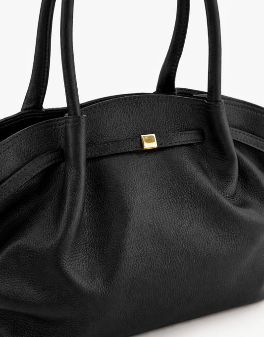 Zwarte Grote Leren Shopper - Tas - Olivia & Kate