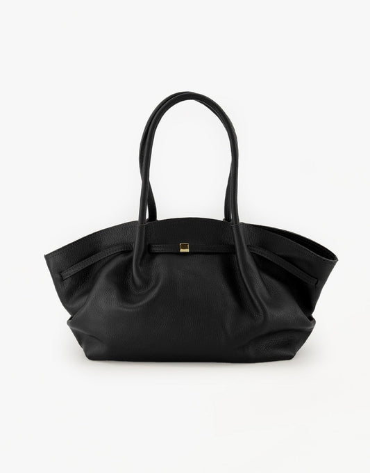 Zwarte Grote Leren Shopper - Tas - Olivia & Kate