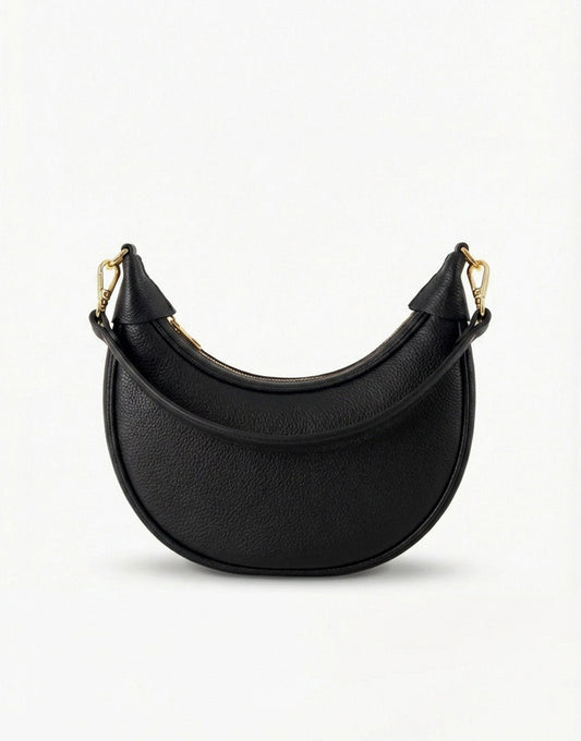 Zwarte Half Ronde Leren - Tas - Olivia & Kate