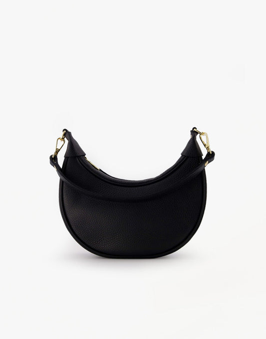 Zwarte Half Ronde Leren - Tas - Olivia & Kate