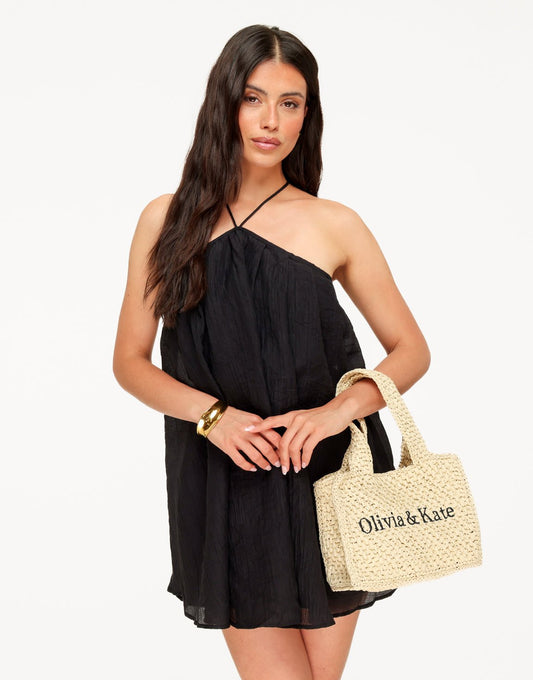 Zwarte Halter Flowy - Jurk - Olivia & Kate
