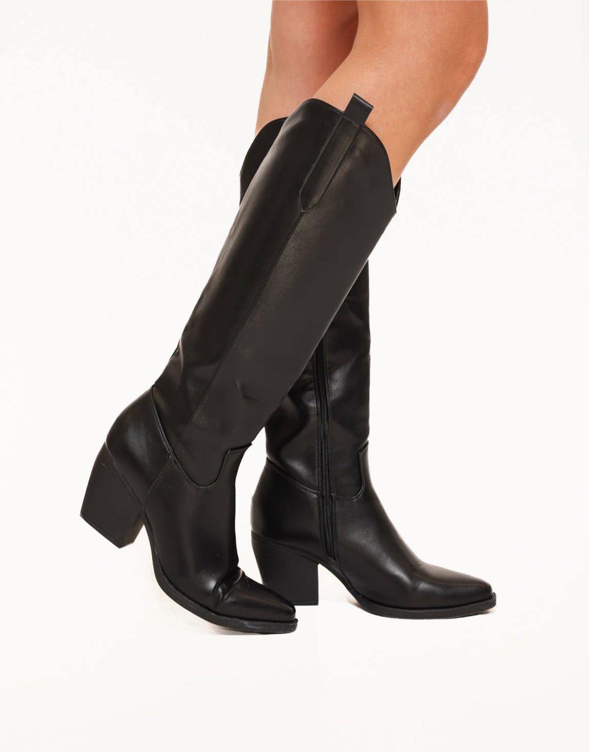 Zwarte Hoge Classic Cowboy - Laarzen - Olivia & Kate