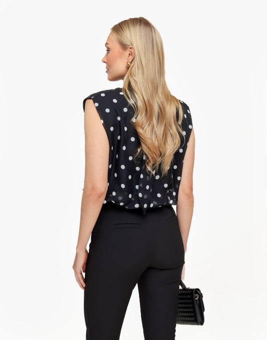 Zwarte Hoge Hals Doorzichtige Polkadot - Top - Olivia & Kate