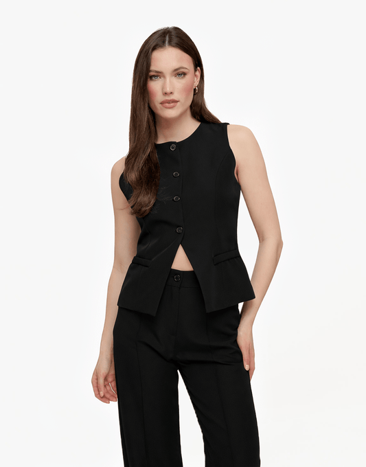 Zwarte Hoge Knopen - Gilet - Olivia & Kate