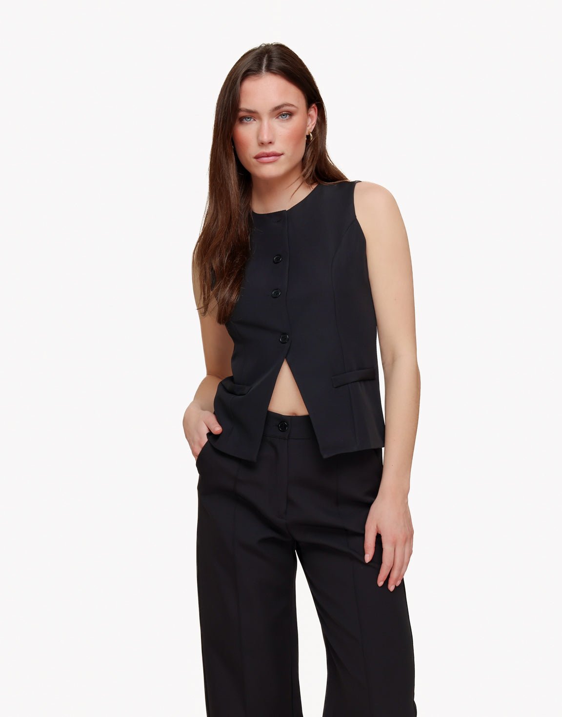Zwarte Hoge Knopen - Gilet - Olivia & Kate