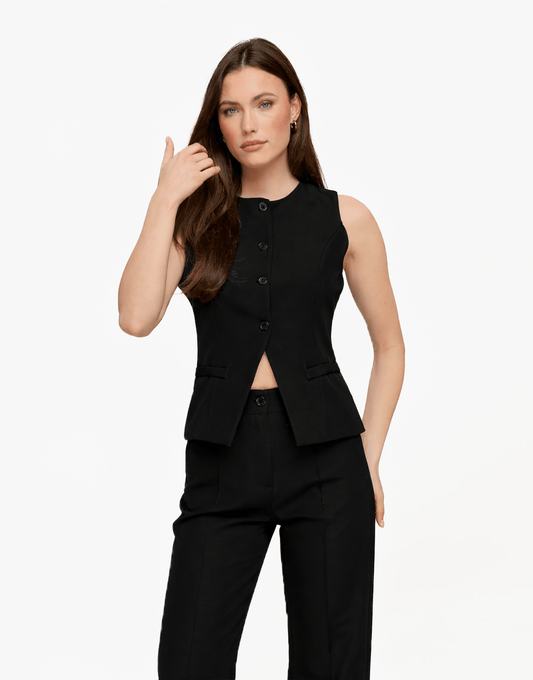 Zwarte Hoge Knopen - Gilet - Olivia & Kate