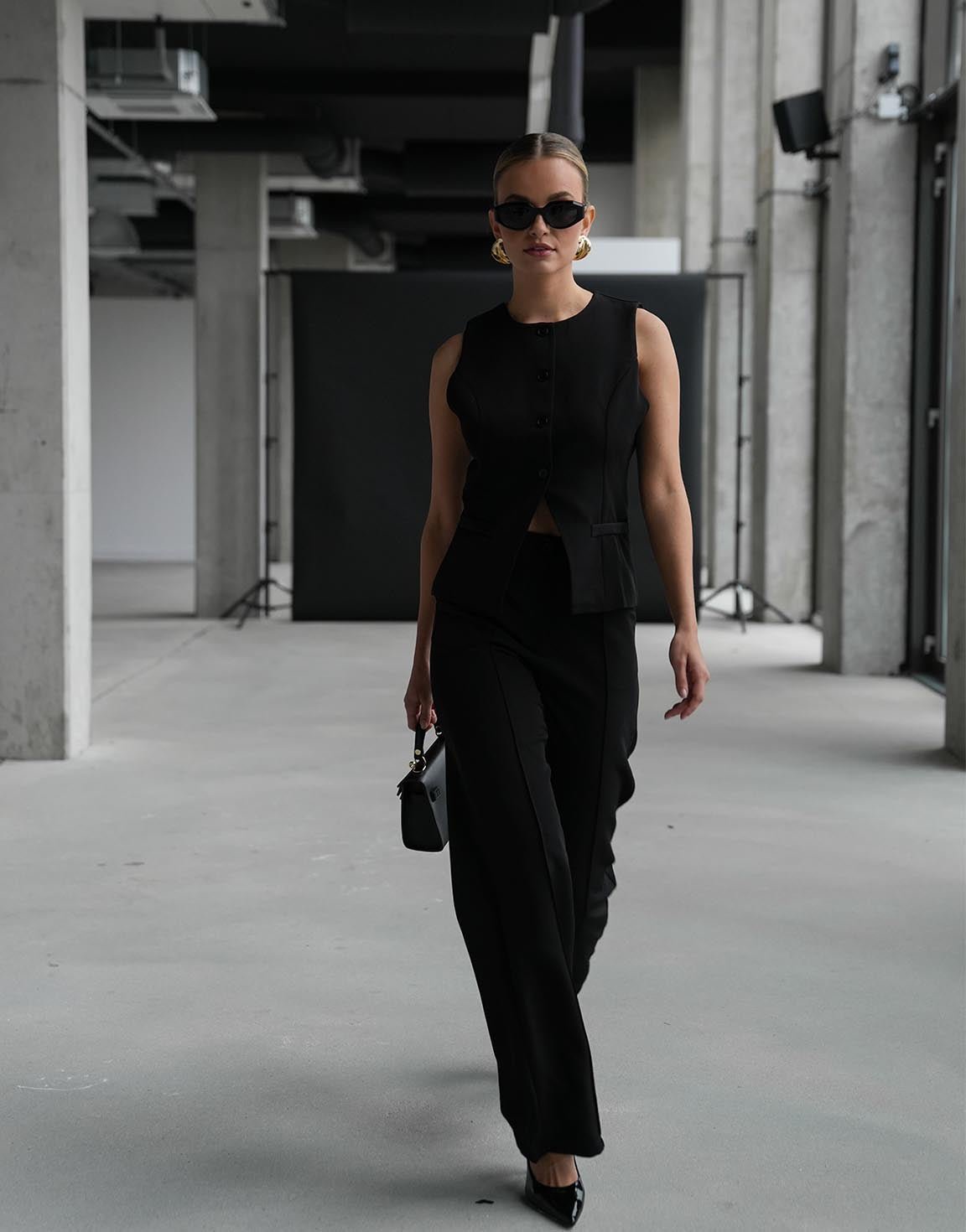 Zwarte Hoge Knopen - Gilet - Olivia & Kate