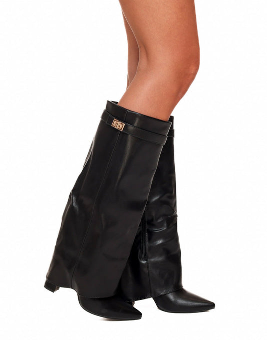 Zwarte Hoge Overlap Hak - Laarzen - Olivia & Kate