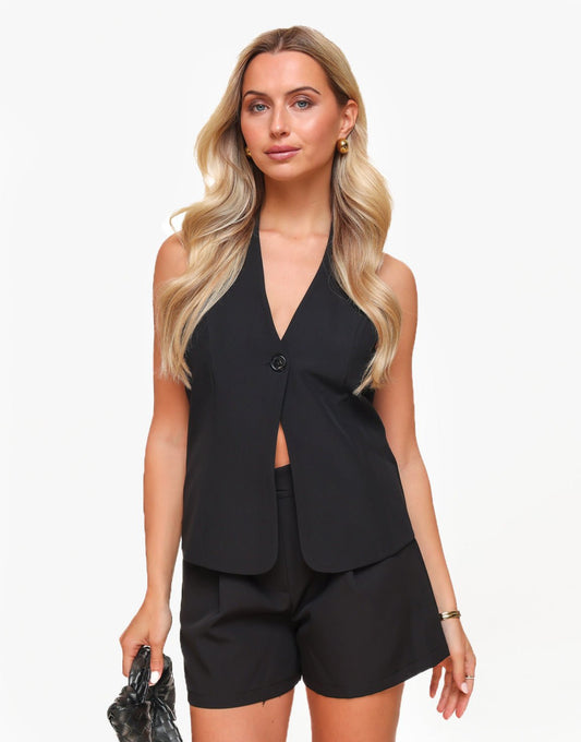 Zwarte Lage Halter - Gilet - Olivia & Kate