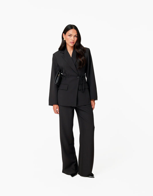 Zwarte Lange Plooien - Pantalon - Olivia & Kate
