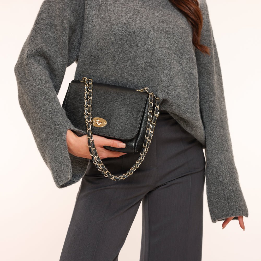 Zwarte Leren Crossbody - Tas - Olivia & Kate