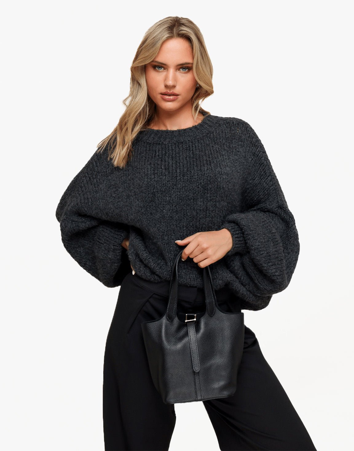 Black Leather Buckle - Bag - Olivia & Kate