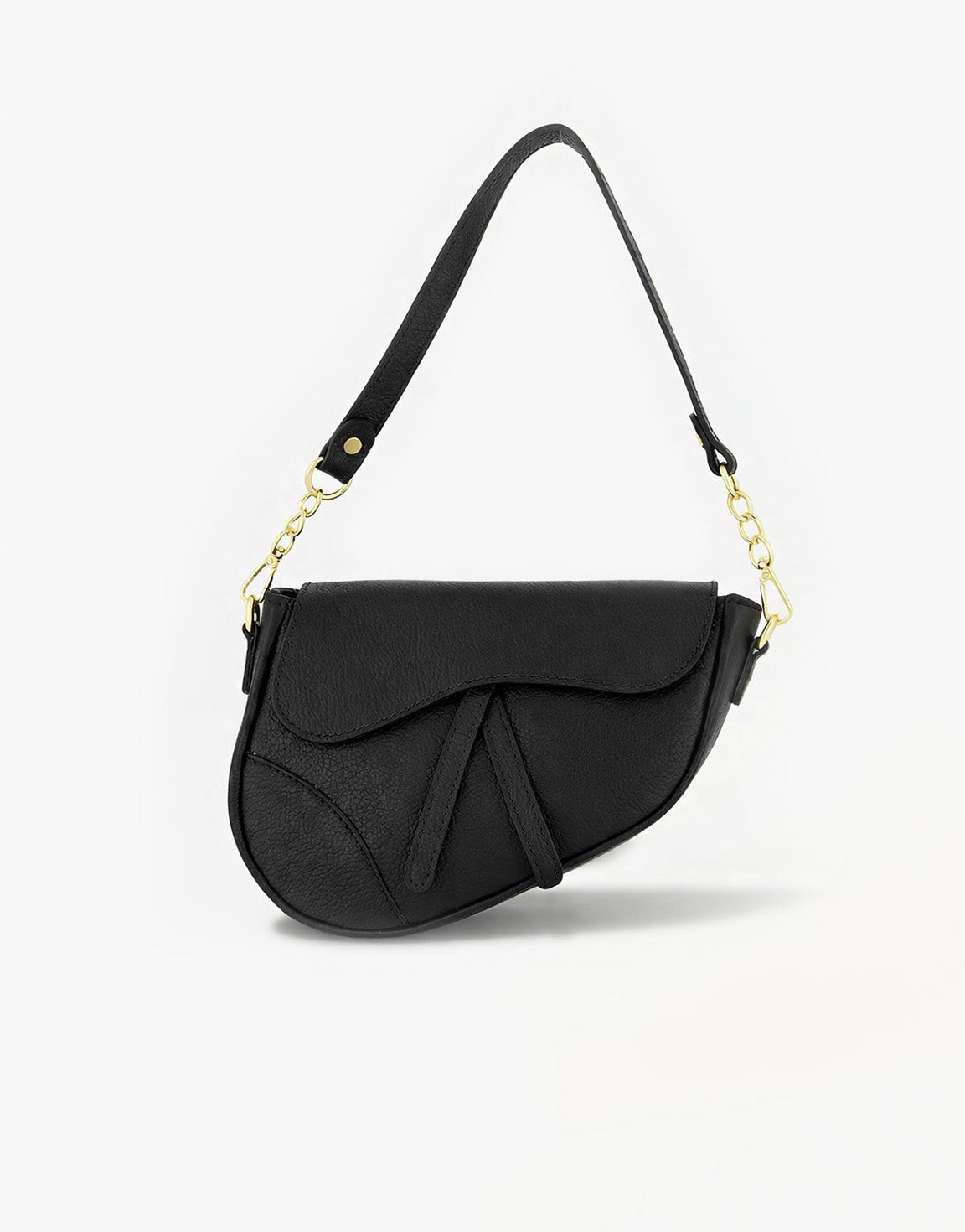 Zwarte Leren Saddle - Tas - Olivia & Kate