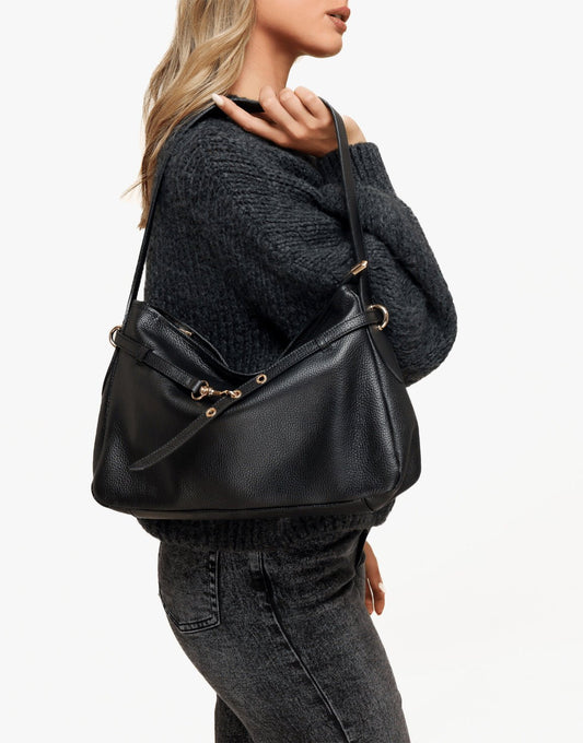 Black Leather Square - Bag - Olivia & Kate