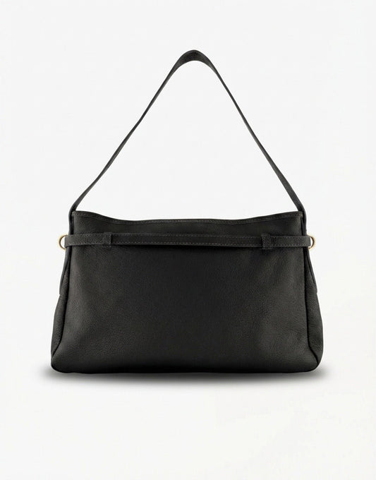 Black Leather Square - Bag - Olivia & Kate