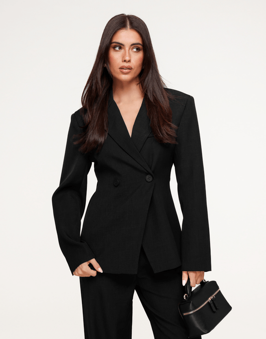 Zwarte Luxe Getailleerde - Blazer - Olivia & Kate